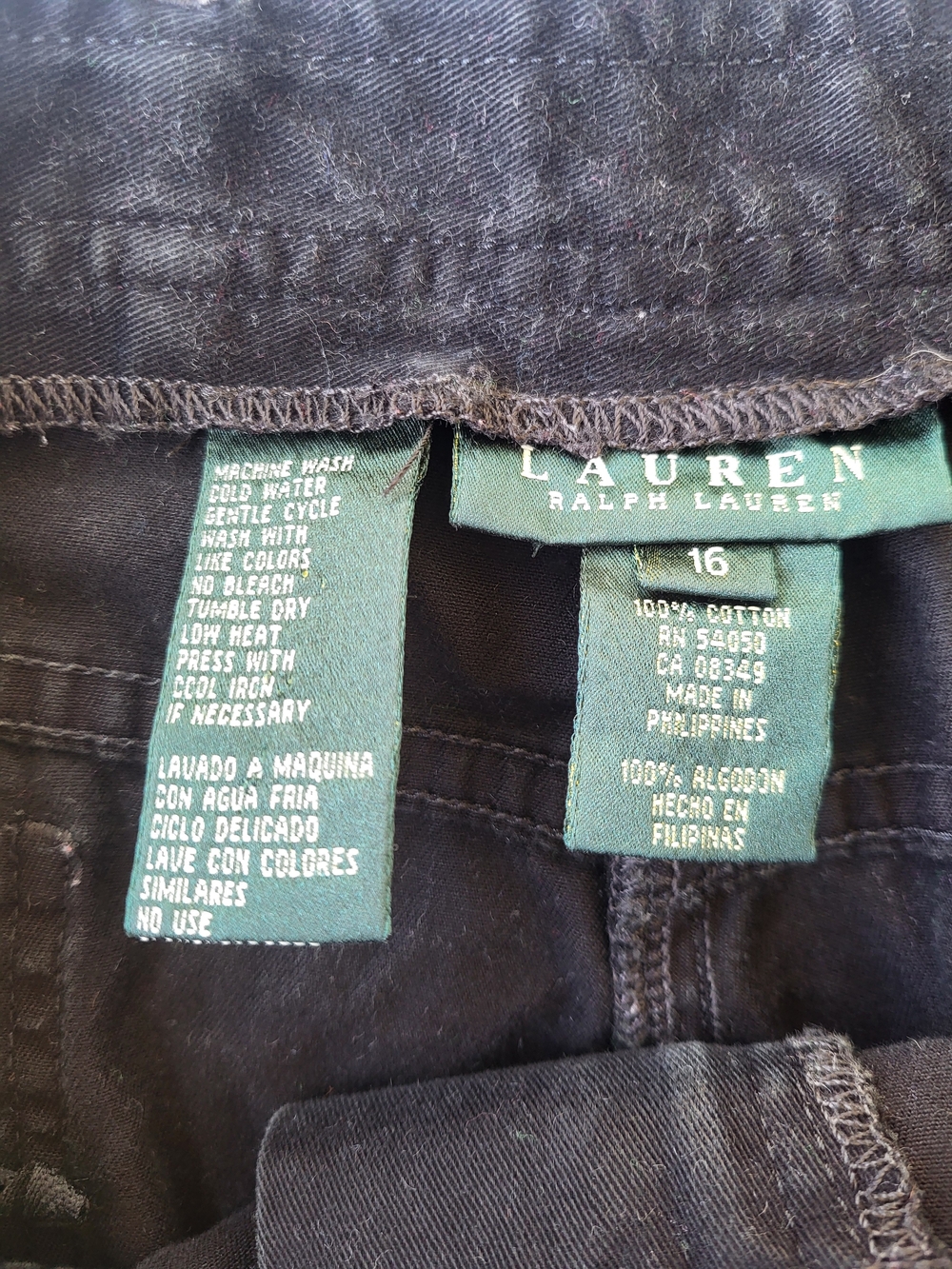 Vintage Lauren Ralph Lauren Black Women’s Cargo Jeans, Size 16